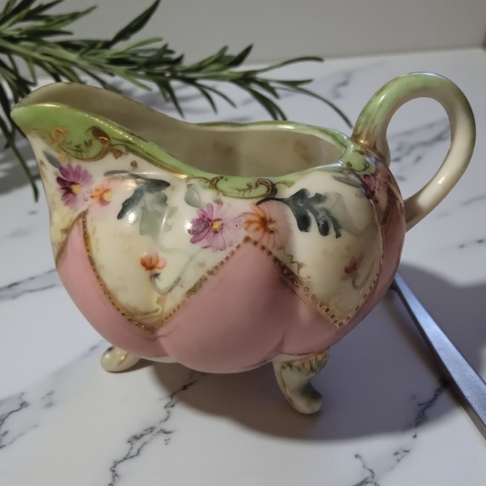 Vtg 1891-1921 Antique Hand-Painted Nippon Japanese Creamer Gold Accents Tea